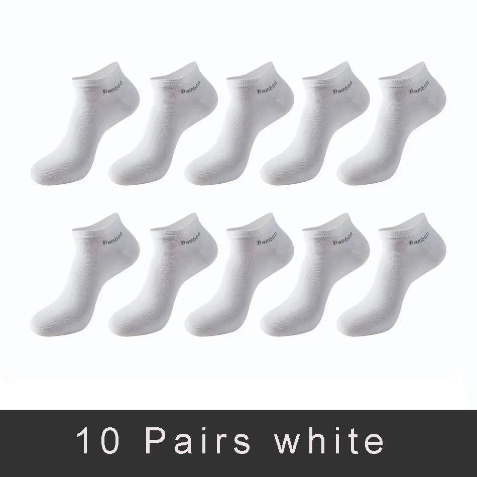 5/10/15 Pairs Men's Bamboo Fiber Socks Short High Quality New Casual Breatheable Anti-Bacterial Man Ankle Socks Men Size 38-45 Quick Pick Grocers