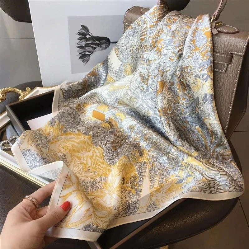 High-end Silk Scarf Lady 70*70cm Silk Square Scarf Women Soft Satin Hairband Neckerchief Tie Female Headband Foulard Bag Ribbon Quick Pick Grocers