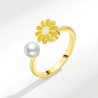 VENTFILLE 925 Sterling Silver Sunflower Diamond Zircon Rotatable Ring For Women Gift Relieve Stress Ring Jewelry Wholesale Quick Pick Grocers