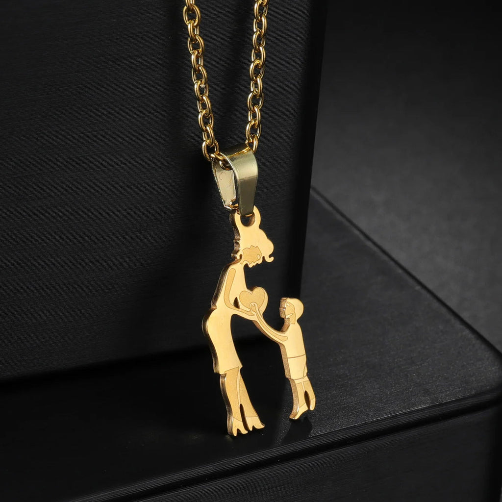 Girls Boy Children Stainless Steel Family Necklaces Mama Pendants Necklace Birthday Gifts For Women Jewelry Mother's Day Jewelry Quick Pick Grocers