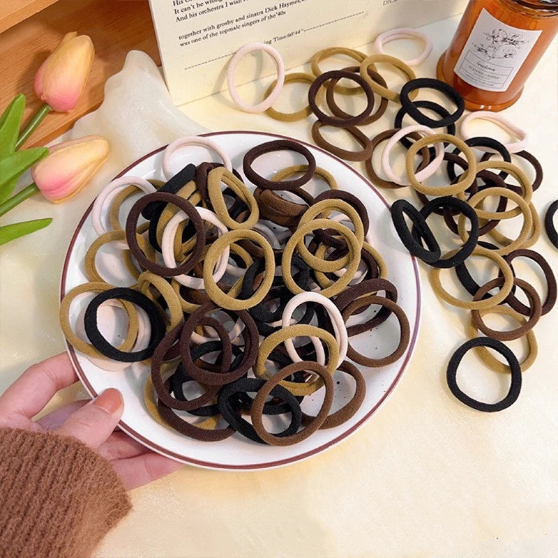 New 50PCS/Set Women Girls Candy Colors Nylon Basic Scrunchie Hair Tie Ponytail Hold Hair Rubber Bands Fashion Hair Accessories Quick Pick Grocers