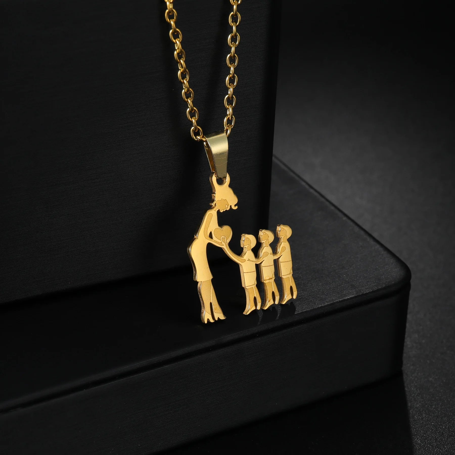 Girls Boy Children Stainless Steel Family Necklaces Mama Pendants Necklace Birthday Gifts For Women Jewelry Mother's Day Jewelry Quick Pick Grocers