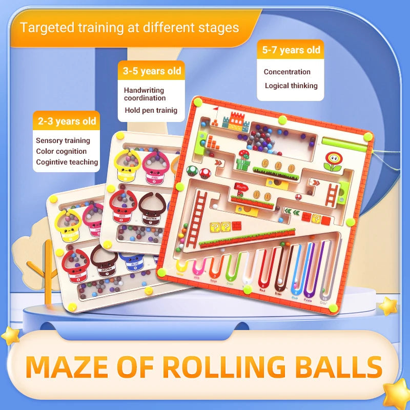 Children's Magnetic Maze Walking Ball Baby Concentration Training, Writing Logic Thinking 3 year Old Early Education Puzzle To Quick Pick Grocers