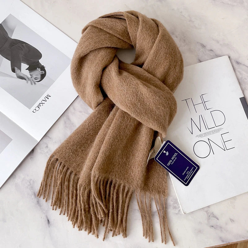 Winter Narrow Scarf 28 Color 100% Wool Scarf Hot Selling Solid Color Scarf Men's and Women's Universal Warm and Cold proof Scarf Quick Pick Grocers