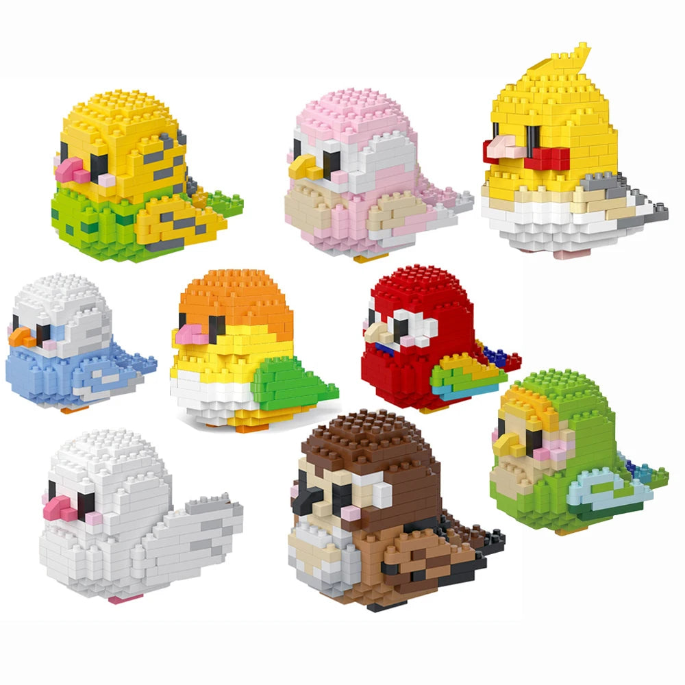 KNEW BUILT Colorful Parrot Micro Mini Building Blocks Assembly Toys 3D Model Bricks for Birds Funs Hands-on Ability Gift Quick Pick Grocers