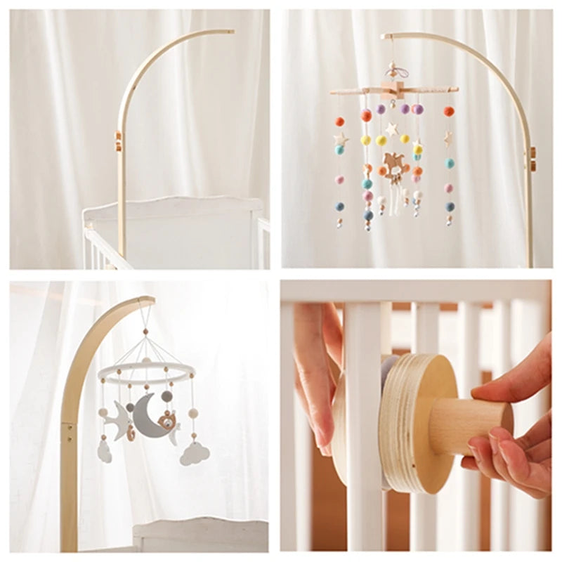 Baby Wooden Bedbell Bracket 0-12 Months Bed Bell Bracket Wooden Mobile Newborn Crochet Bed Bell Hanging Toys Newbaby Rattle Toys Purest Peak