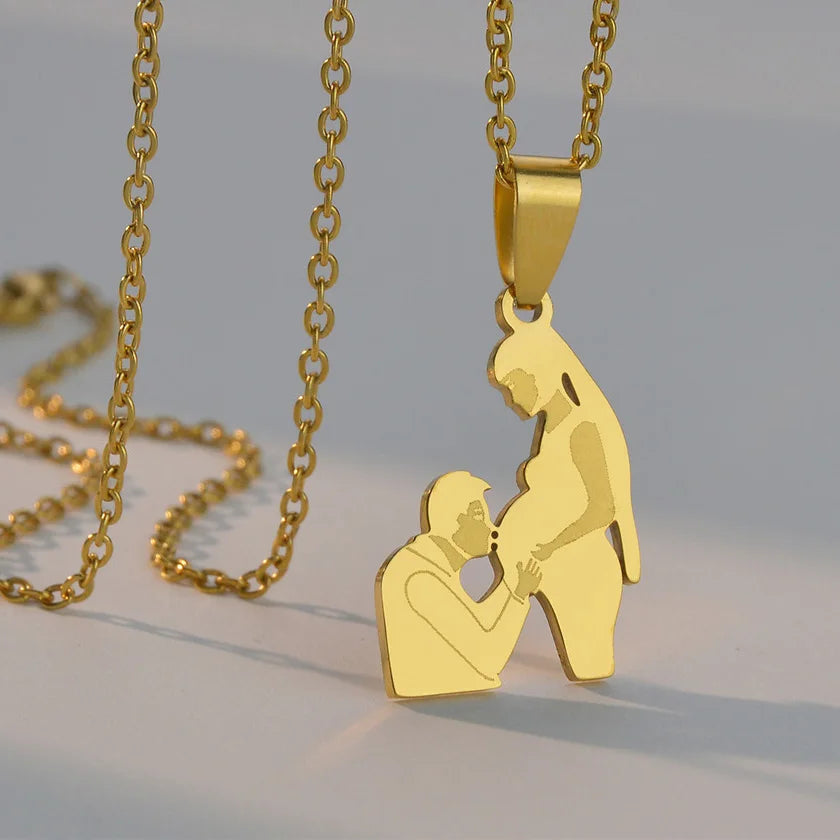 Girls Boy Children Stainless Steel Family Necklaces Mama Pendants Necklace Birthday Gifts For Women Jewelry Mother's Day Jewelry Quick Pick Grocers