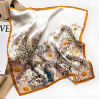 2025 Fashion 100% Real Silk Scarf 53cm Square Bandelet Women's Silk Temperament Small Scarf Neck Decorative Wrap Printed Scarves Quick Pick Grocers