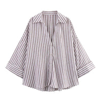 HipSeam Wide Sleeved Shirt Women Spring Asymmetric Hem Button Women's Shirts Simple Lady Johnny Collar Shirts & Blouses Quick Pick Grocers