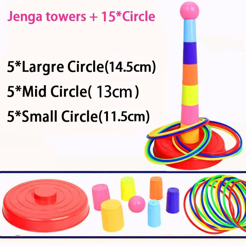 Children Throw Circle Game Ferrule Stacked Toys Fun Indoor Outdoor Parent-Child Interactive Circle Layers Early Education Gift Quick Pick Grocers