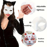 1-20pcs Japanese Mask Paper Blank Mask Halloween Cosplay Cat DIY Paintable Half Face Mask Animal Costume Party Decor Craft Prop Quick Pick Grocers