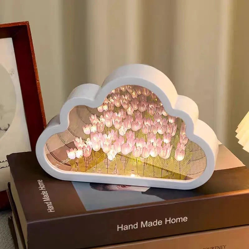 Tulip Cloud Sea of Flowers Handmade Night Light Creative Light Atmosphere Light Transparent Qixi Lovers Gift Desktop Decoration Econic Blanks