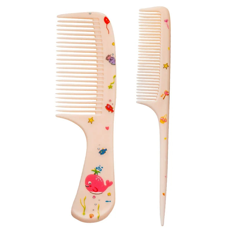 2Pcs/Set Cute Kids Hairdressing Comb Tail Comb for Girls Whale Dinosaur Giraffe Unicorn Hair Comb Kids Quick Pick Grocers