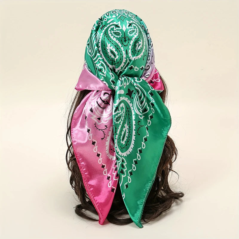 Handkerchiefs Hair Silk Scarf 90*90cm Print Satin Big Square Silk Scarves Shawls for Women Luxury Brand Designer Hijab Headband Quick Pick Grocers