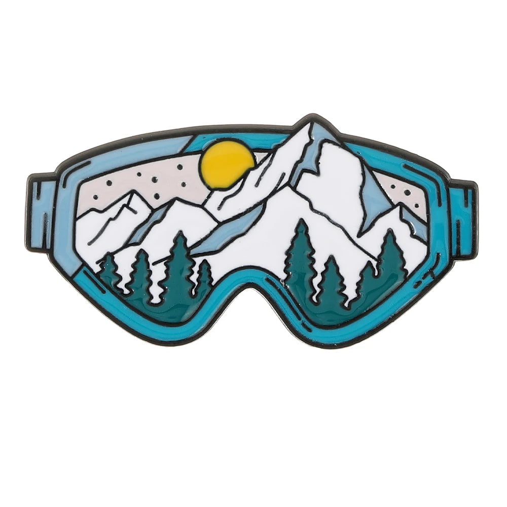 Sports Snow Mountain Pattern Ski Theme Enamel Brooches Skateboard Gloves Helmet Goggles Shaped Pins Winter Badge Jewelry Quick Pick Grocers