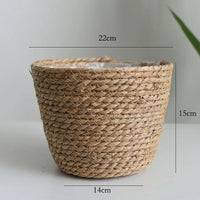 Straw Weaving Flower Plant Pot Basket Grass Planter Basket Indoor Outdoor Flower Pot Cover Plant Containers for Plantable Plants Quick Pick Grocers