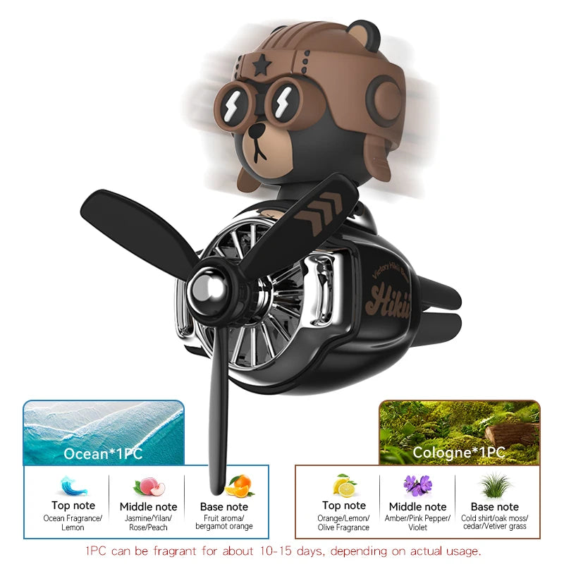 Rotating airplane pilot bear car air fresheners accessories interior decorations fan vent clips perfume fragrance diffuser aroma Econic Blanks