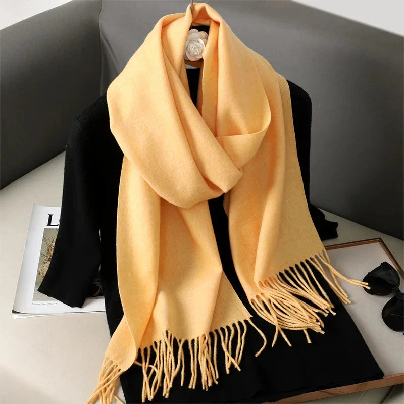 62Color Solid Women Winter Scarf Warm Thicken Cashmere Shawl Outdoor Fashion Luxury Tassels Pashmina Lady Wrap Windproof Scarves Econic Blanks