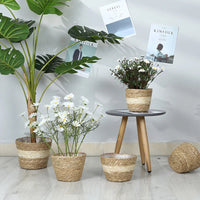 Straw Weaving Flower Plant Pot Basket Grass Planter Basket Indoor Outdoor Flower Pot Cover Plant Containers for Plantable Plants Quick Pick Grocers
