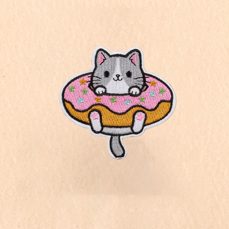 Cute Cartoon Cat patch Embroidery Patches on clothes Children's clothing Animal Interesting Embroidery Accessories Iron patch Quick Pick Grocers