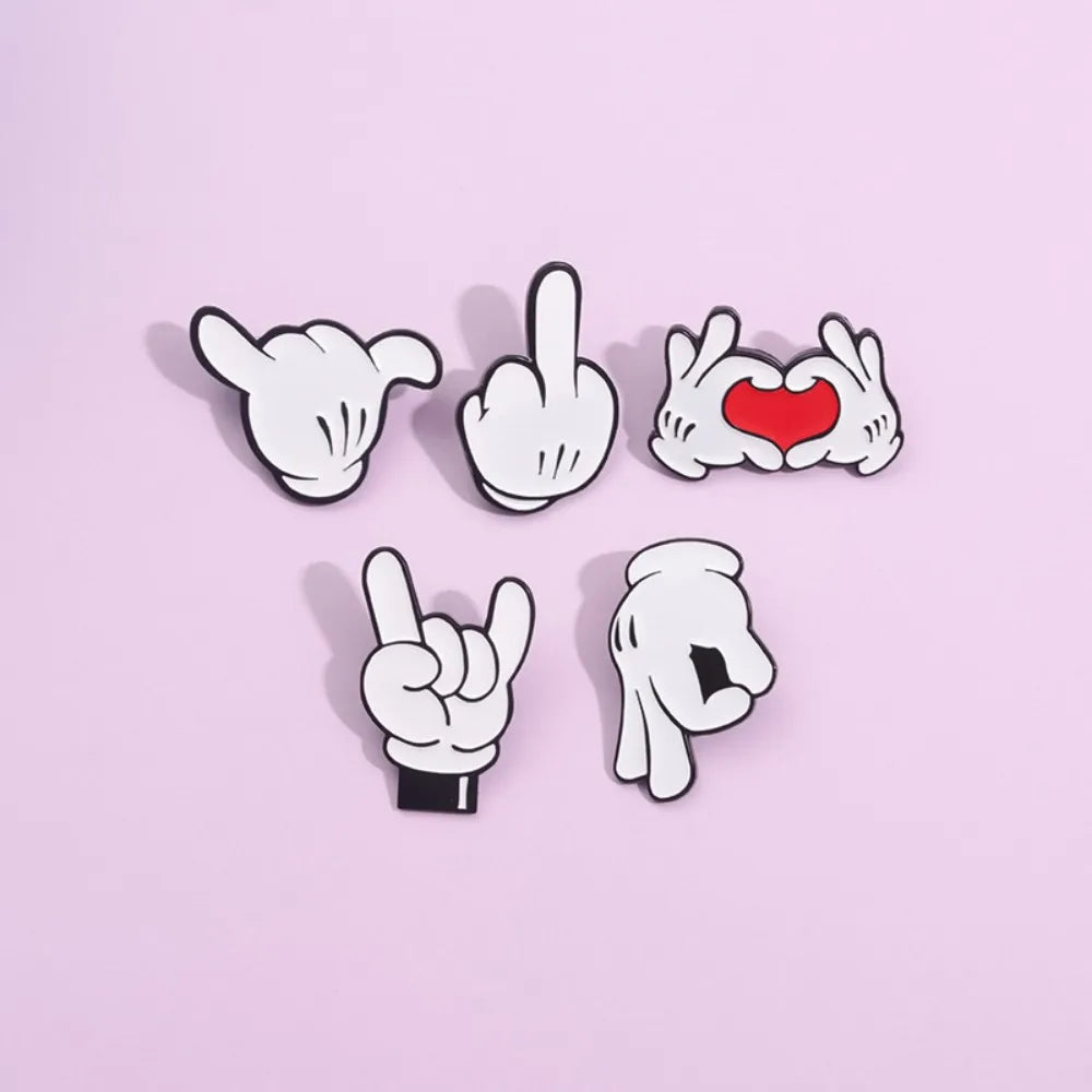 Cartoon Finger Gesture Love You Enamel Pins Creative Metal Decoration Brooch Lapel Badge Clothes Backpack Accessory for Friends Quick Pick Grocers