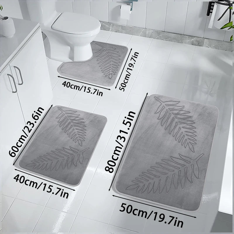 3PCS Set Bath Mats Nonslip Soft Quick Dry Bathroom Soft Rugs Water Absorption Dry Fast Bath Mat Machine Washable For Home Floor Quick Pick Grocers