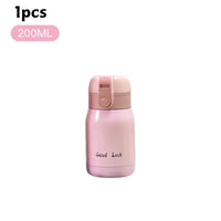 200/350ml Cute Mini Thermos Cup Stainless Steel Thermal Coffee Mug Portable Vacuum Flask Insulated Water Bottle with Button Lid Quick Pick Grocers