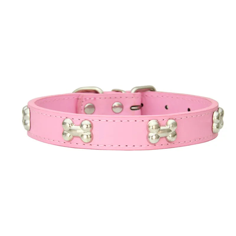 Bone Leather Durable Pet Dog Collars Puppy Pug Collars for Small Large Dog Chihuahua Cat Accessories Pet Collar for Small Dogs Quick Pick Grocers