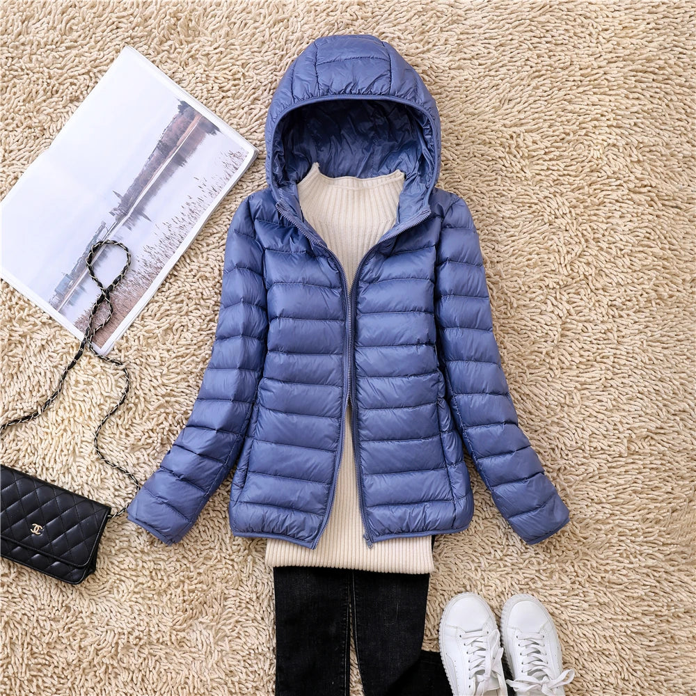 Women Puffer Jacket 15 Colors Plus Size 5XL 6XL 7XL 2025 New Spring Autumn Female Ultra Lightweight Packable Hooded Down Coats Quick Pick Grocers