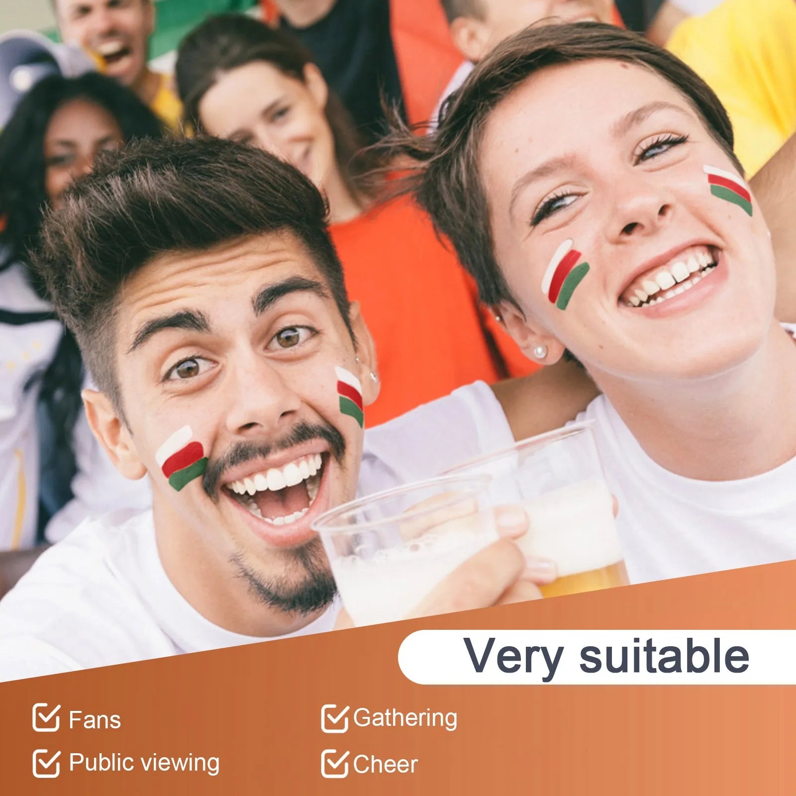 Country Flag Face Paint Stick Stripe Football Fan Brush Stick Face & Body Paint Football Game Cheering Cheerleading Decoration Quick Pick Grocers
