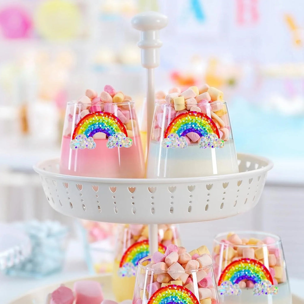 500 Pcs Rainbow Stickers Roll Laser Colored Rainbow Shape Seal Stickers Waterproof Self-Adhesive Decals for Envelope Quick Pick Grocers