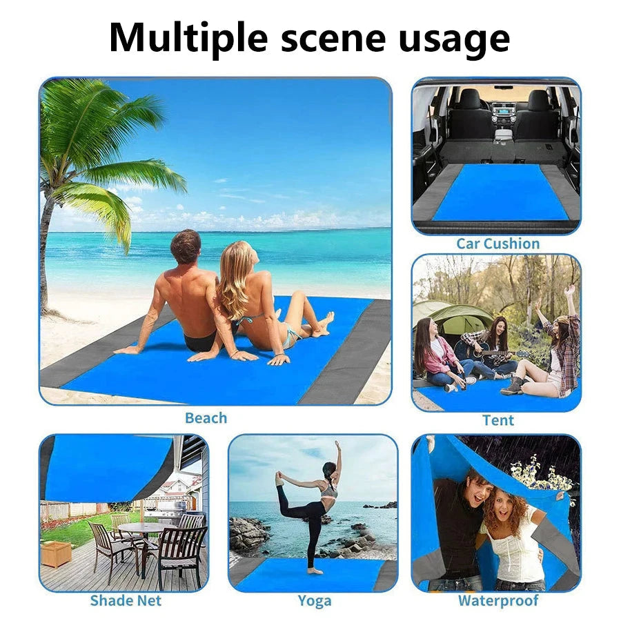 200*210cm Sandproof Beach Blanket Waterproof Beach Mat Portable Lightweight Picnic Blanket Camping Mat For Travel Hiking Sports Econic Blanks