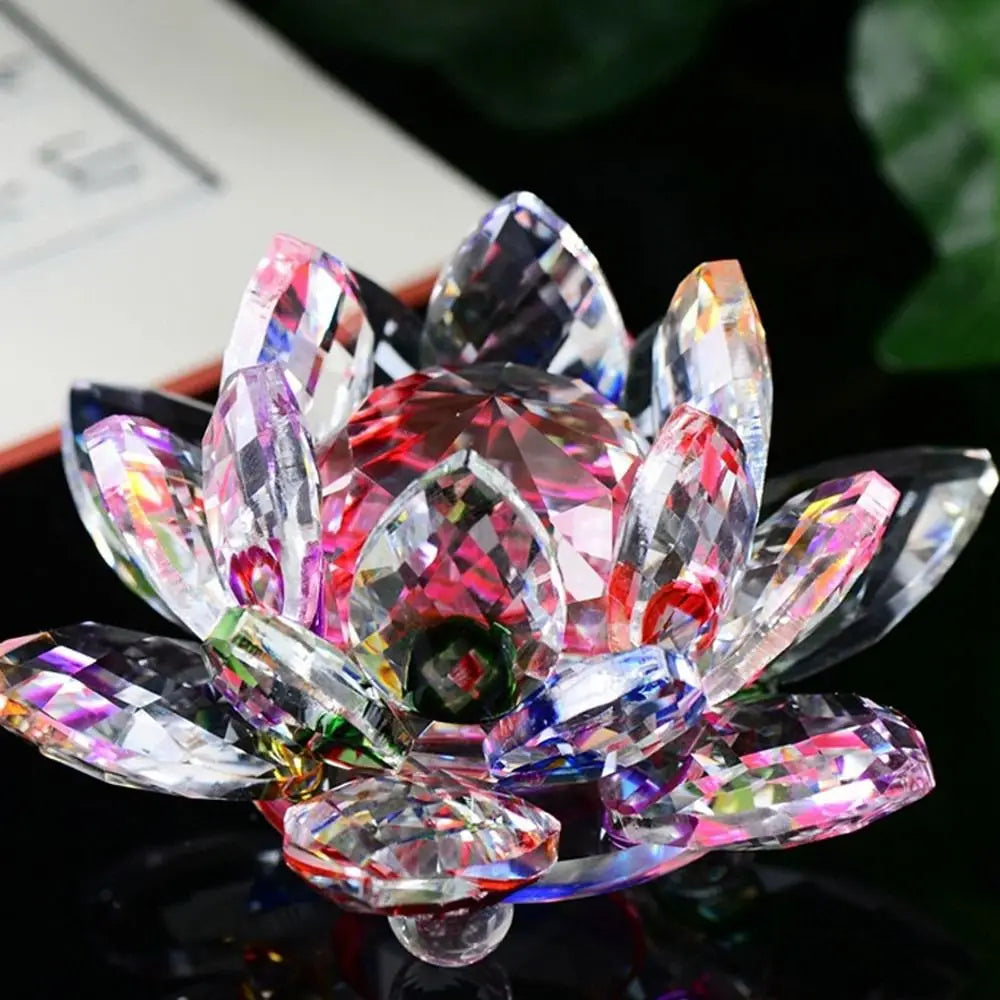 Feng shui Quartz Crystal Lotus Flower Crafts Glass Paperweight Ornaments Figurines Home Wedding Party Decor Gifts Souvenir Quick Pick Grocers