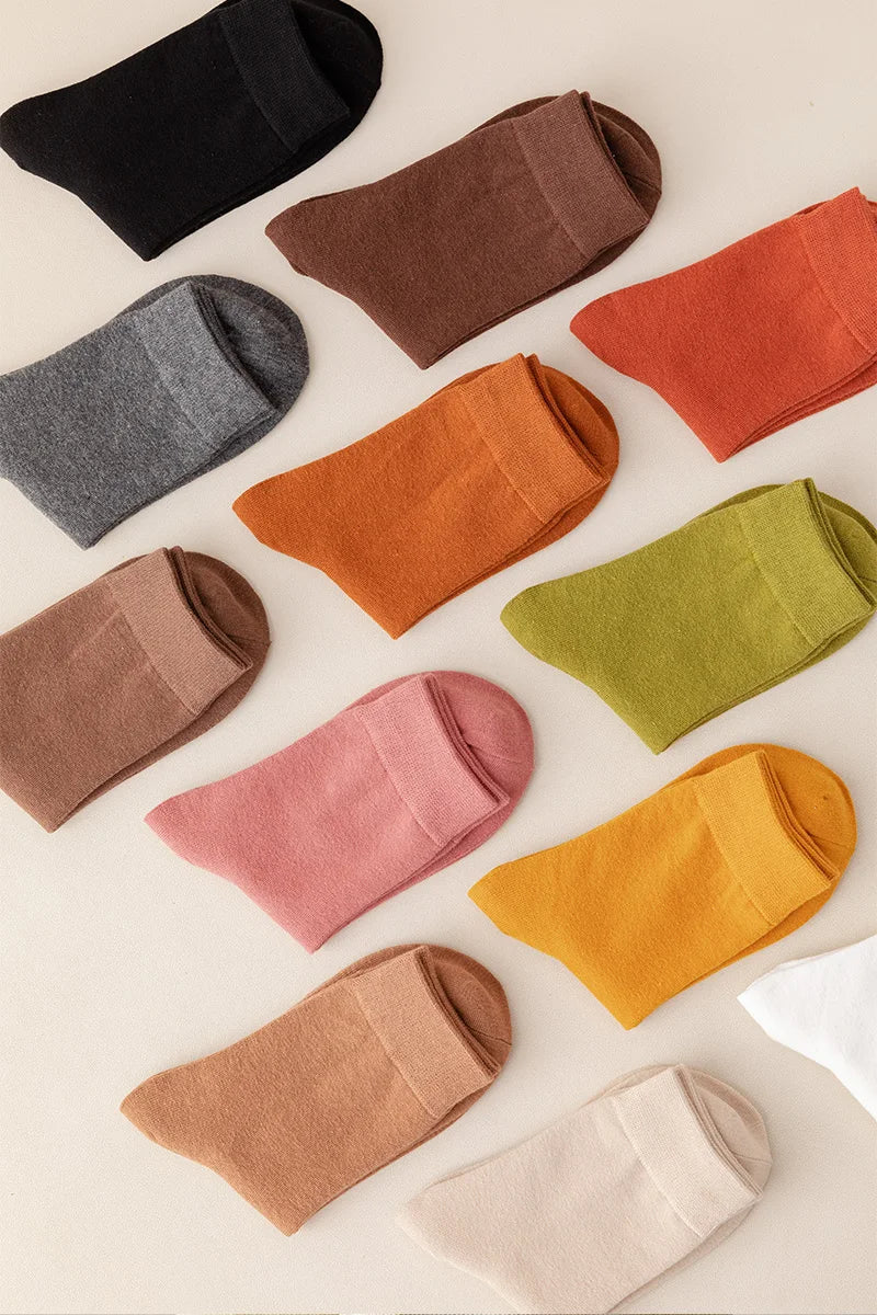 Socks women's Cotton Solid Color Autumn Spring  Soft Breathable Quick Pick Grocers