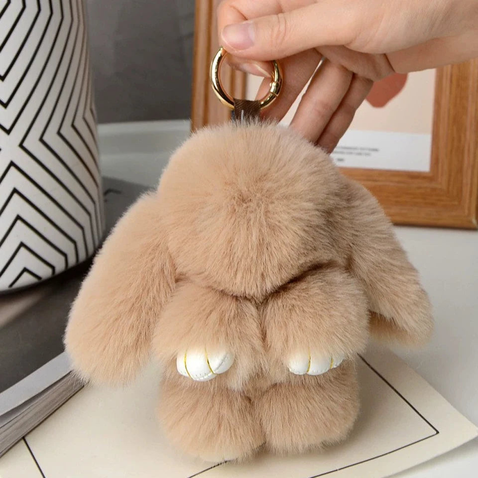 ZAKOL 15cm Fluffy Rabbit Fur Pompon Bunny Keychain Soft Cute Rabbit Toy Key Chain Bag Decoration Accessories Gift for Girls Quick Pick Grocers