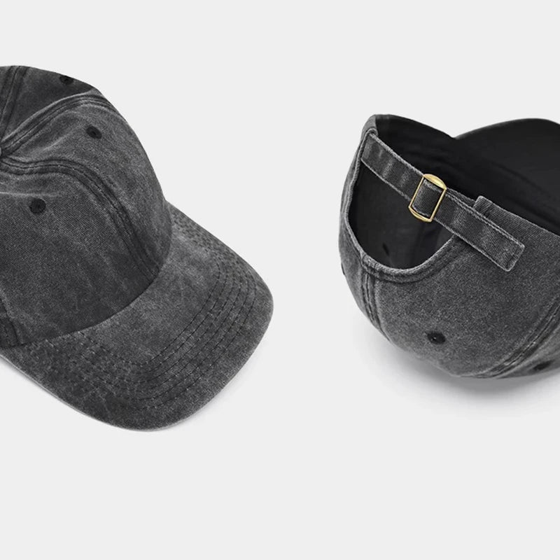 Sunscreen Water Washed MEN'S Baseball Cap with a Small Face, Retro Distressed and Versatile Trendy Duck Tongue Hat, MEN'S Big He Quick Pick Grocers