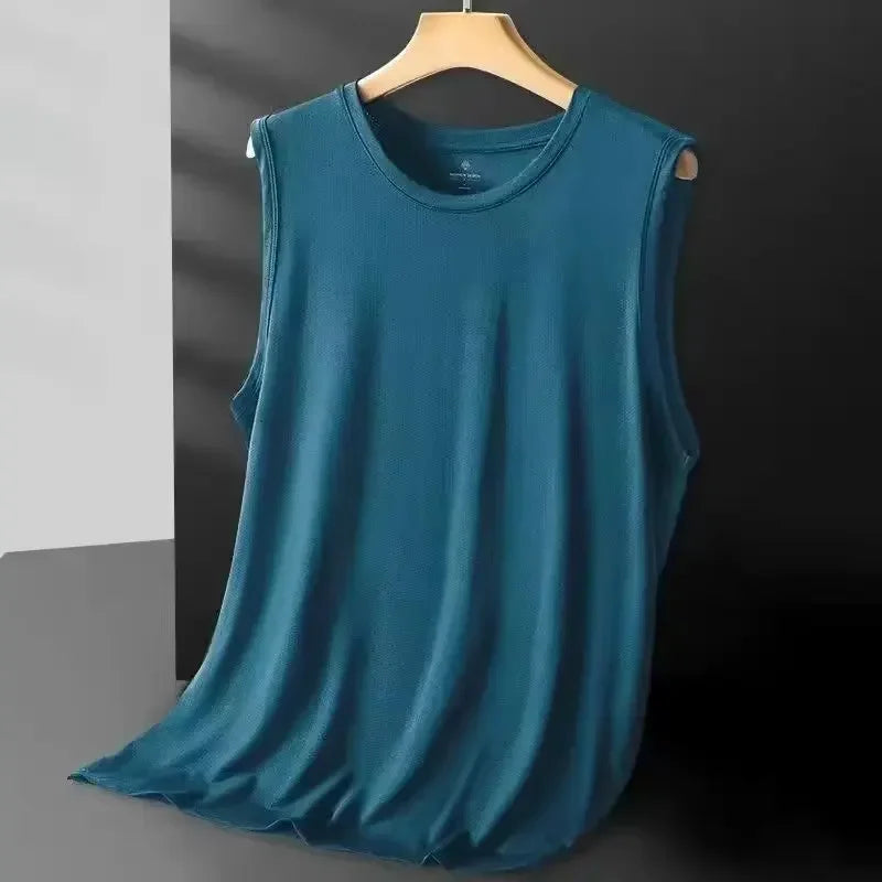 Men's Ice Silk Mesh Vest Lightweight Sports Summer Wear Sleeveless T-shirt Tank Top Casual Fashion Outerwear Quick Pick Grocers