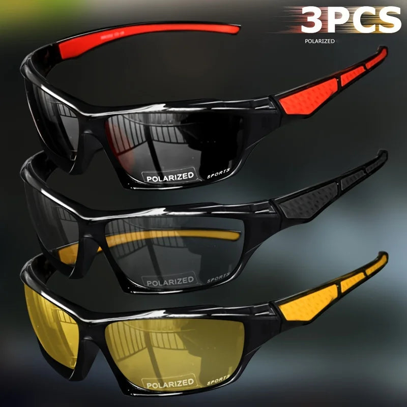 1/3PCS Sports Polarized Sunglasses for Men Lightweight Night Vision Male Shades Cycling Driving Fishing Fashion Mirror Sunglass Quick Pick Grocers