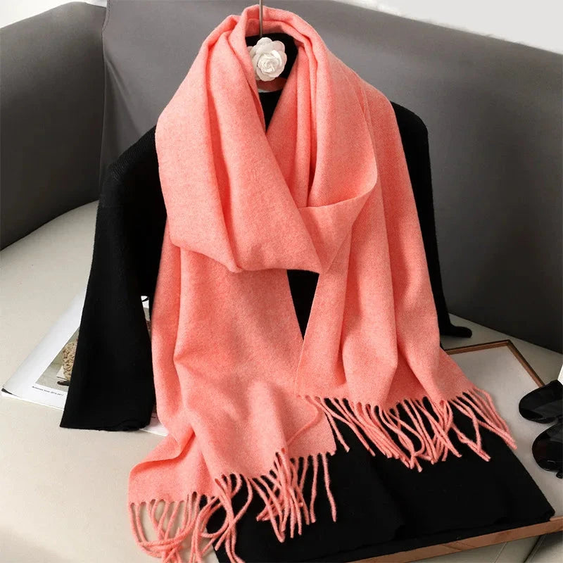 62Color Solid Women Winter Scarf Warm Thicken Cashmere Shawl Outdoor Fashion Luxury Tassels Pashmina Lady Wrap Windproof Scarves Econic Blanks