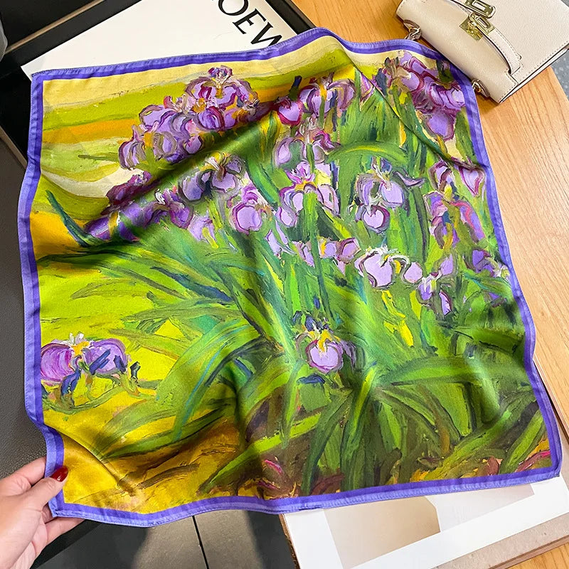 2025 Fashion 100% Real Silk Scarf 53cm Square Bandelet Women's Silk Temperament Small Scarf Neck Decorative Wrap Printed Scarves Quick Pick Grocers