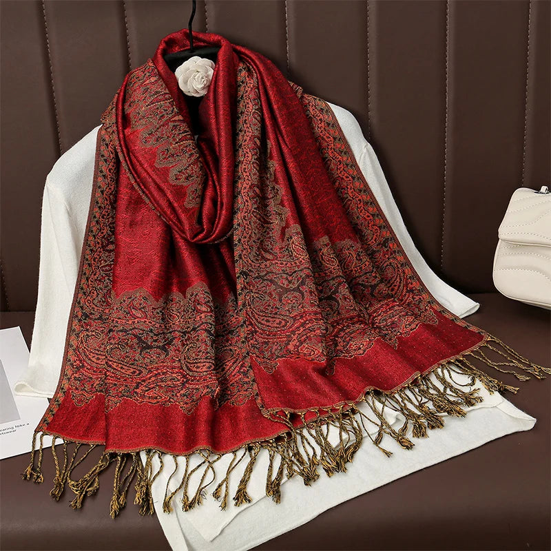 Luxury Brand Autumn Cashmere Pashmina Shawl Lady Wrap Warm Winter Scarves Design Print Female Foulard Cotton Stoles Scarf 2023 Quick Pick Grocers