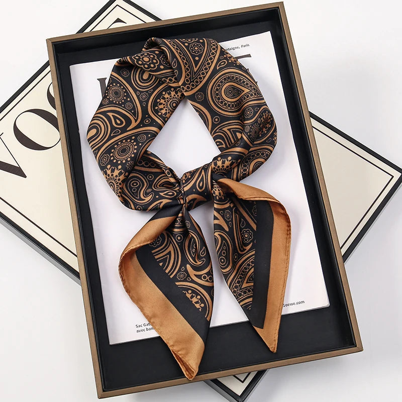 Bohemian Style Print Luxury Brand Silk Square Scarf Women Satin Shawls Neckerchief Wrap Scarves Bandana Hair Hjiab Floral Quick Pick Grocers