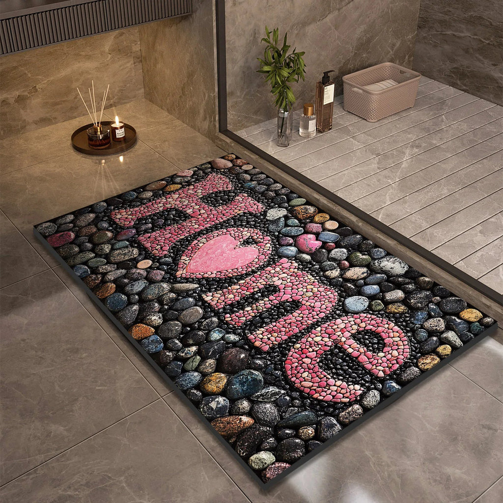 Stone Design Diatomite Bath Mat Bathroom Non-slip Shower Foot Mats Absorbent Quick Dry Toilet Rugs Carpet Doormat Washable Quick Pick Grocers