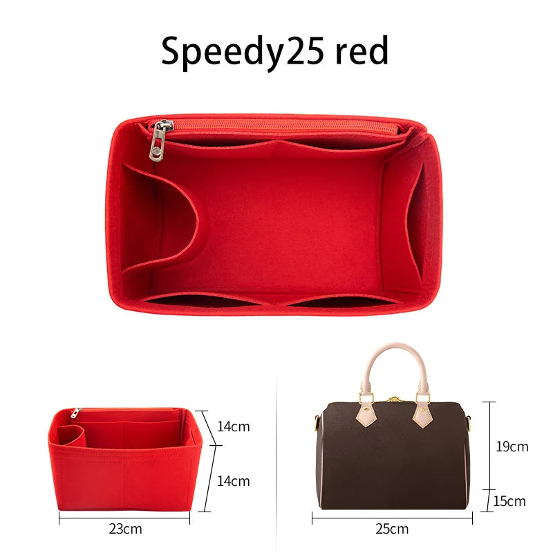 WUTA Felt Insert Bag Organizer For LV Speedy 20 25 30 35 Flap Handbag Inner Bag Makeup Travel Purse Storage Tote Bag Accessories Quick Pick Grocers