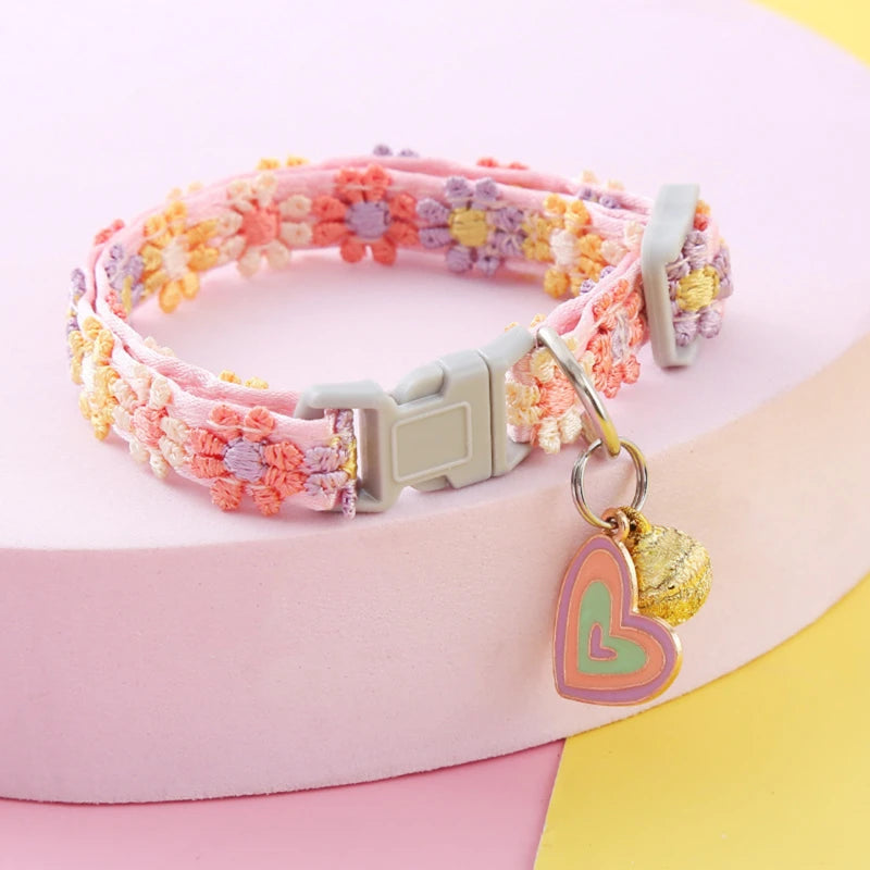 Pet Collar With Bell Cartoon Footprint Colorful Dog Puppy Kitten Collar Adjustable Safety Bell Ring Necklace Pet Accessories Econic Blanks