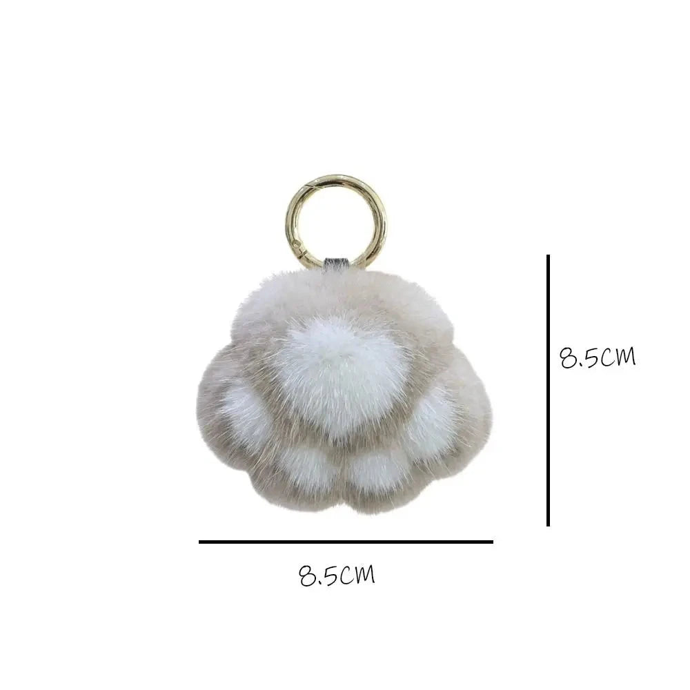 Cat Paw Pendant Keychain Couple Keychain Fluffy Faux Fur Keychain Charm Cute Soft Plush Toy Key Ring Backpack Car Key Pendant Econic Blanks