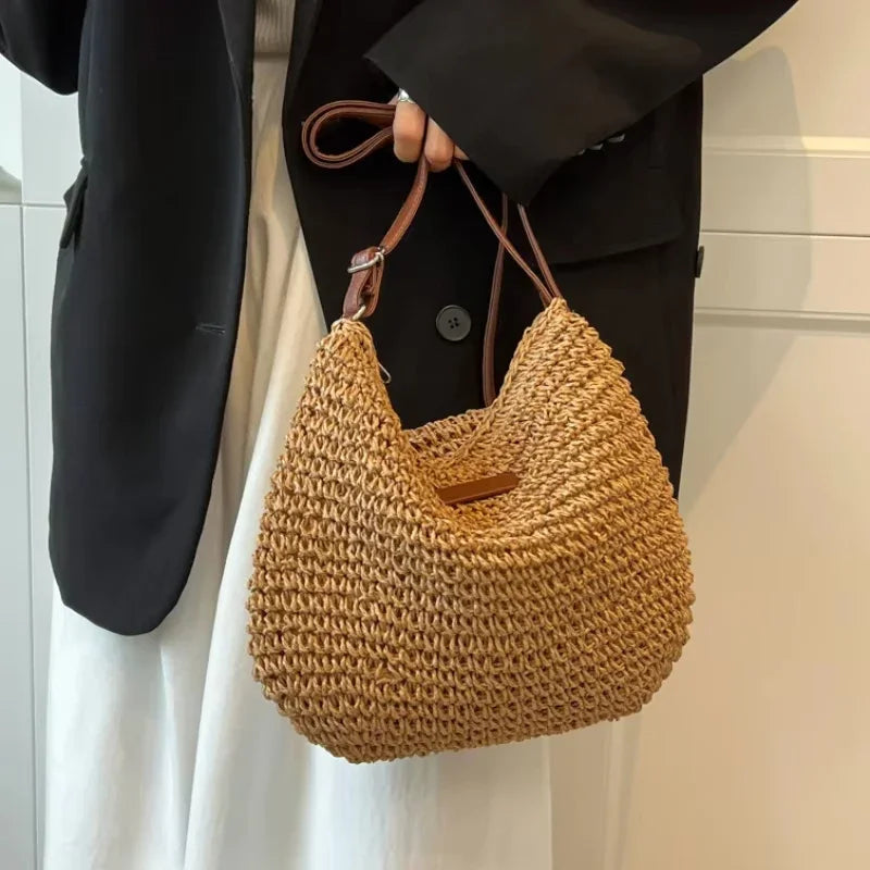 Elegant Light Paper Rope Bag - Bohemian Handmade Style, Hot-Selling Beach/Casual Bag (Crossbody & Shoulder Tote) Quick Pick Grocers