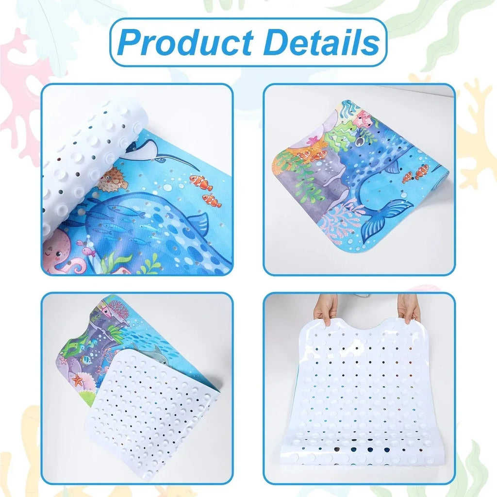 1pc Cartoon Extra Long Bathtub Mat 40x100cm Non Slip Bath Mat for Bathroom Tubs Shower Mats with Suction Cups & Drain Holes Quick Pick Grocers