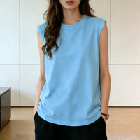 Woman Loose Sleeveless Tank Top Summer Casual Vest Basic Daily T-shirt Sweet Style Suitable For Students Stretchy Soft Lady Wear Quick Pick Grocers