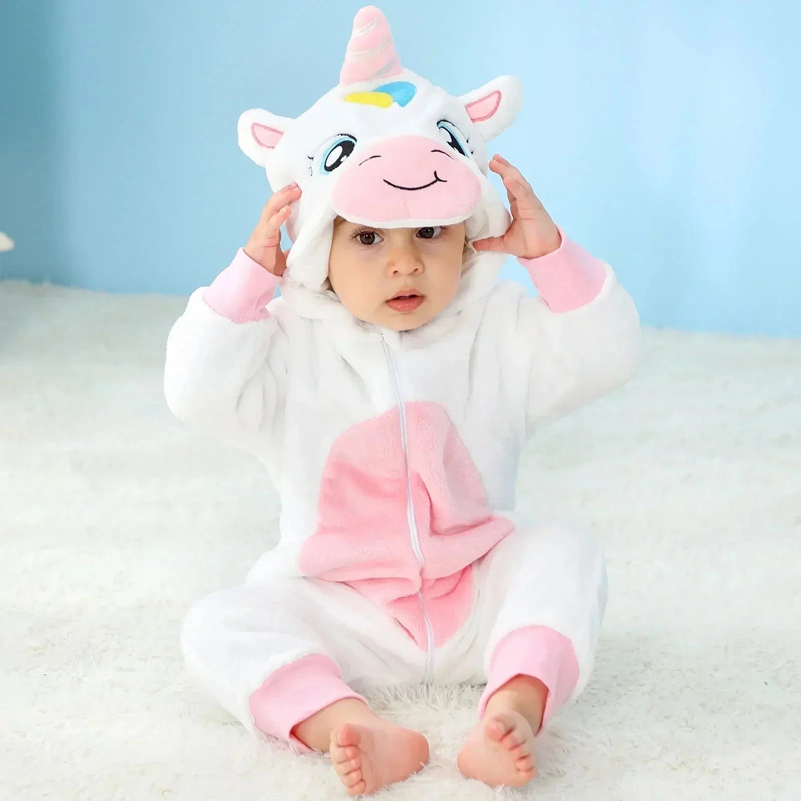 0 1 2 3 4 Years Kigurumi Pajamas for Toddler Baby Clothes Children Outfits Infant Dinosaur Unicorn Cat Robbit Cosplay Costumes Econic Blanks